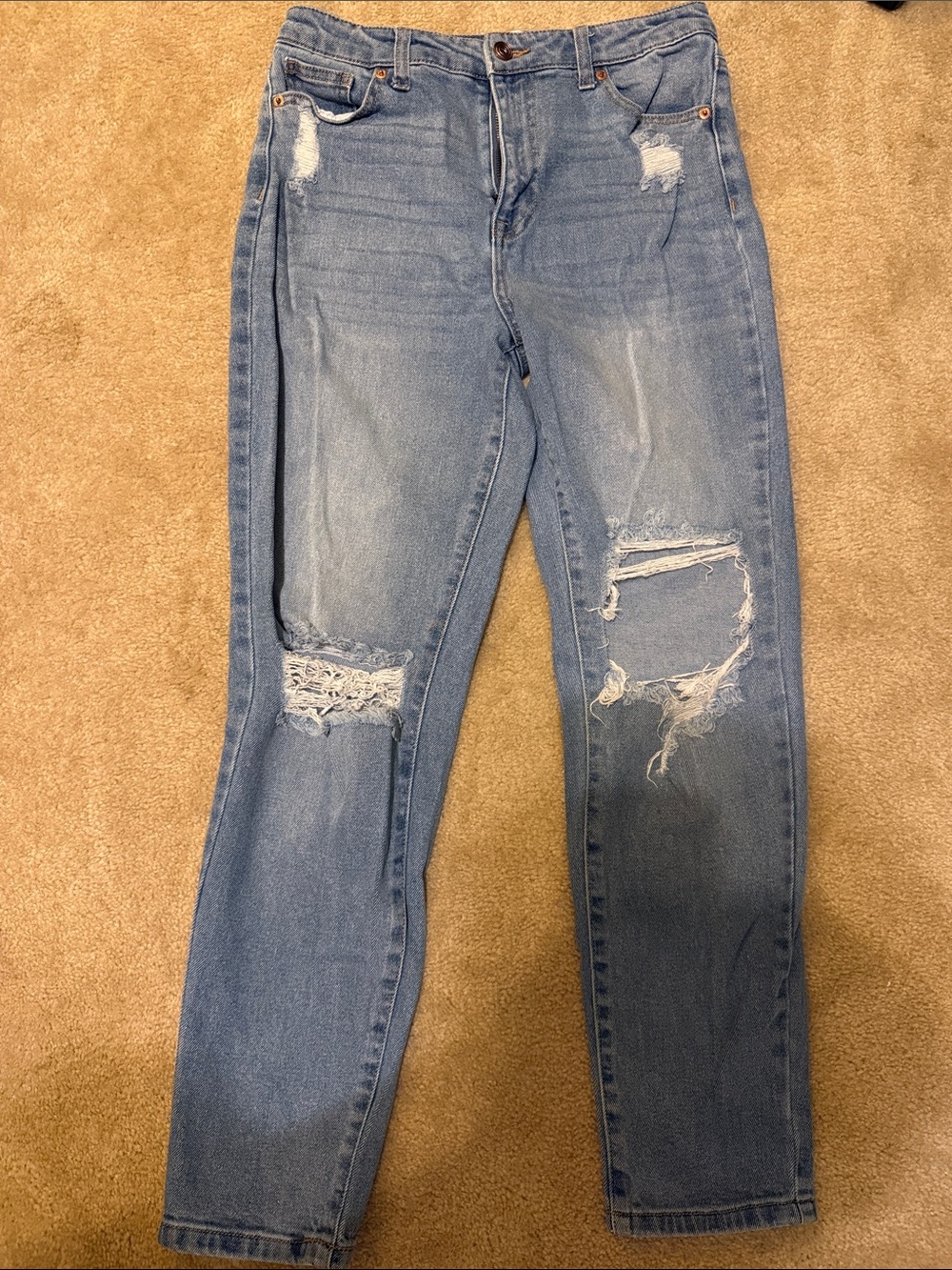 Women's Light Blue Distressed Slim Jeans